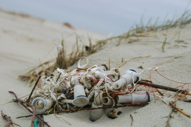 Plastic ribbons, balloon valves and washers end up as debris in nature. 