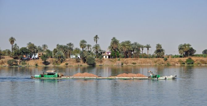 Nile barge transporting food: Water Wise results show that rainfed production in upstream areas of Nile Basin will be essential to reach food self-sufficiency in the Basin. Developing more irrigation along the Nile will mainly shift production and negatively affect hydropower production. 