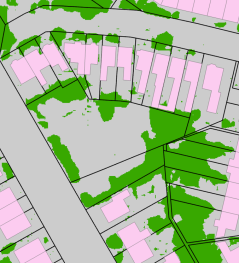 An example from the map showing green spaces in domestic gardens.