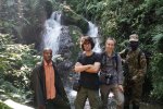 The team during the first field campaign (summer 2022). From the left: the botanist Aventino Nkwasibwe, the Master Student Nikolaos Petridis, the PhD candidate Bianca Zoletto and the ranger Jeremiah Kule 