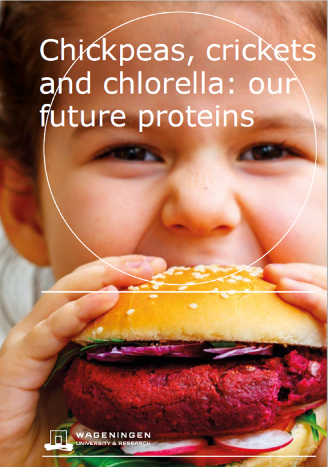 The brochure 'Chickpeas, crickets and chlorella: our future proteins' describes the vision of Wageningen University & Research on the future of proteins. This vision was presented during the Mansholt lecture in 2019.