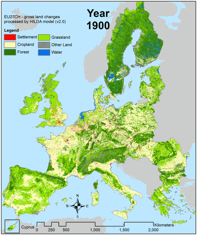Figure: Animated historic land changes of Europe for every decade. Click the image to start the animation