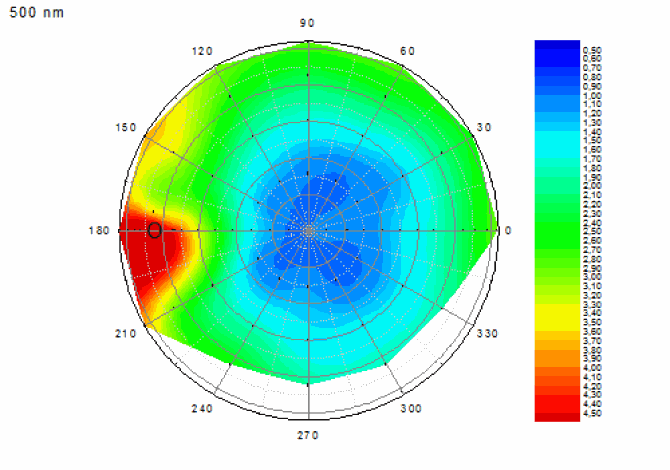 Polar plot of the anisotropy factor of young lawn grass 